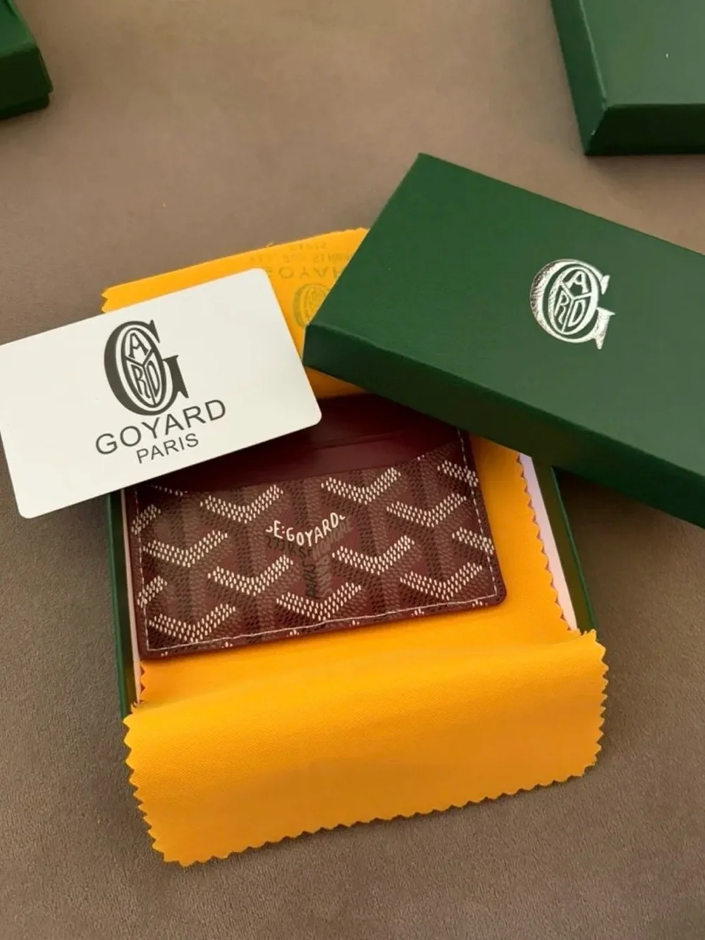 Goyard Burgundy and White Card Case